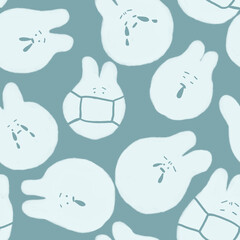 Fototapeta premium Seamless Cute Sick Bunny Pattern with Face Mask