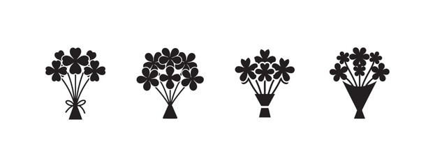 Fototapeta premium bouquets of flowers in different vases on white background simple minimalist floral arrangements