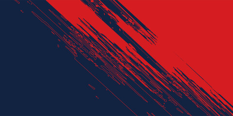 A dynamic abstract background features a bold contrast of red and navy blue separated by angled brush strokes, creating a visually striking and textured composition © HELLINA