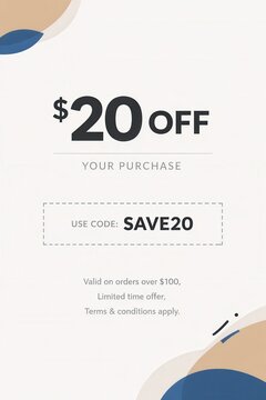 Minimal discount coupon template with promotional code and modern retail sale announcement design