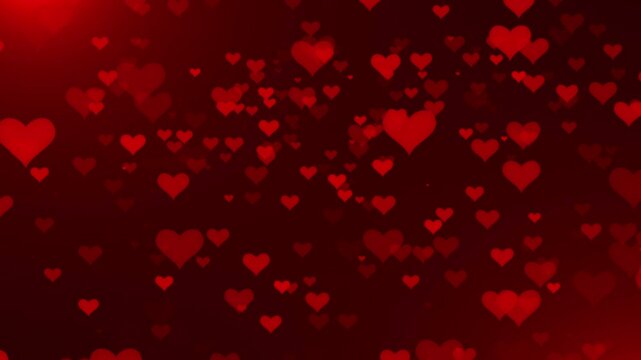 Romantic Floating Red Hearts Motion Graphics Loop Background for Valentine's Day