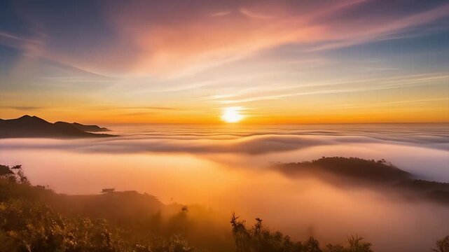 Warm golden pink fog layers moving smoothly through soft glowing abstract visual space