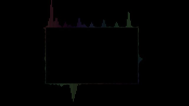 White audio waveform spectrum animation. Alpha channel, spectrum audio animation, Wave form Audio Isolated on transparent background. Motion graphics of music bar concept