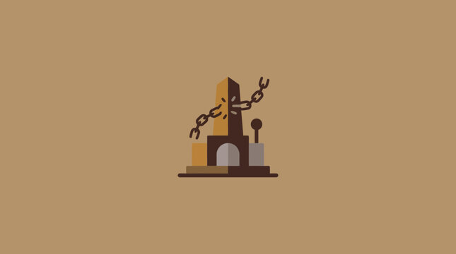 Minimalist Freedom Monument with Broken Chains Vector Illustration