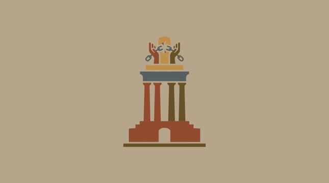 Minimalist Freedom Monument Graphic with Broken Chains Symbolizing Liberation and Independence