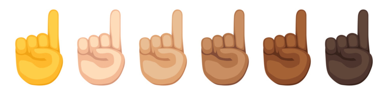 Index pointing up, hand sign emoji, hand gesture symbol, vector icon illustration, isolated on transparent background. 