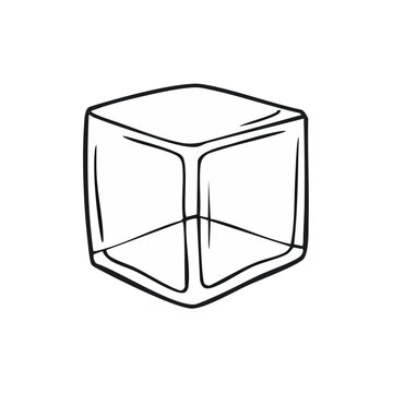 Simple hand-drawn outline of a single ice cube