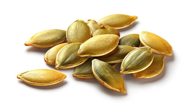Pumpkin seeds on white background