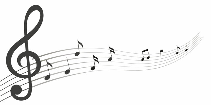 Musical Staff With Notes Black Vector Illustration On White Background