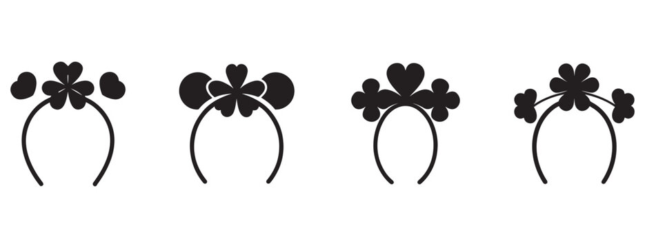 headbands with shamrocks and hearts on white background for st patricks day decoration isolated on white background
