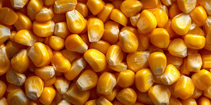 Yellow Corn Kernels Filling Frame Macro Close Up