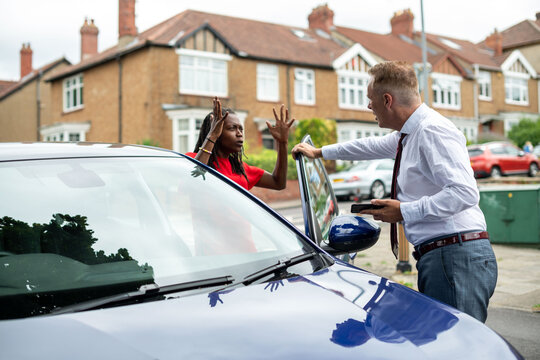 Street argument over car incident.