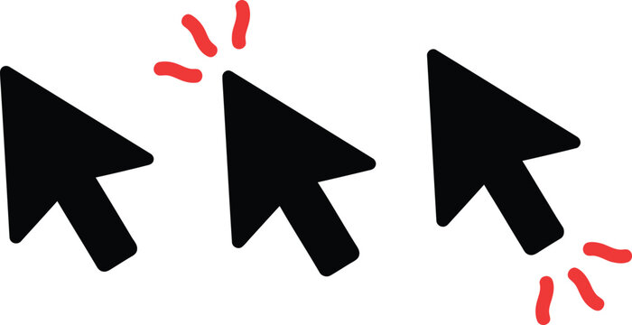 Hand cursor icon clicking animation, representing interaction, selection, and digital action, isolated on white background for UI design.