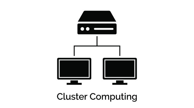 Illustration of cluster computing network with three connected servers.