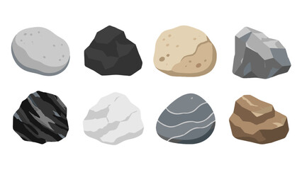 Set of different cartoon rocks and stones isolated on white © Mark
