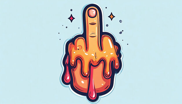 Dripping Orange Middle Finger Gesture.