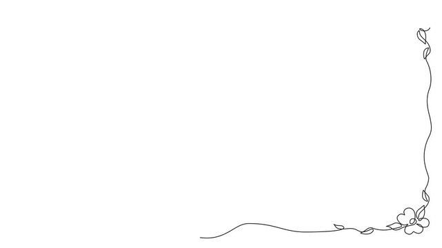 One Line Drawing Floral Decorative Border Frame Animated Video