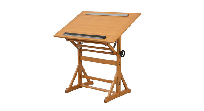 Wooden drafting table with drawing board