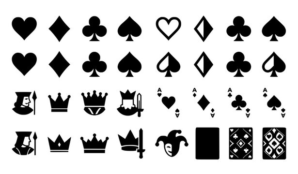 Playing card symbol vector collection with suit icons