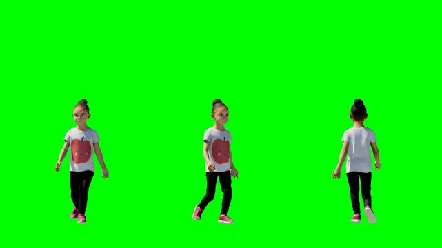 3D Render of Girl Walking on Green Screen with AI Animation Plate and ControlNet Guide