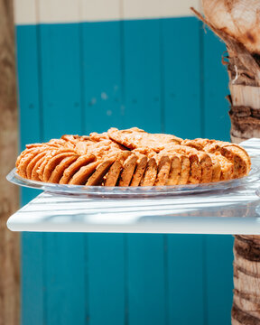 Plate of Fresh Baked Cookies on Outdoor Table