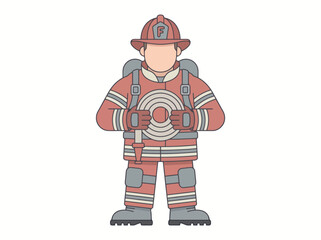 Fototapeta premium Brave professional firefighter wearing protective safety uniform and holding water hose tool ready for performing emergency rescue tasks during fire suppression operations in community public
