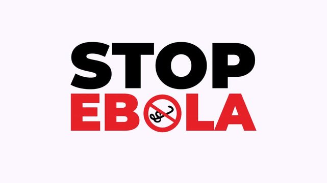 Bold text red stop ebola virus lettering viral illness graphic symbol logo suitable for healthcare campaigns, medical websites, educational materials on epidemics.