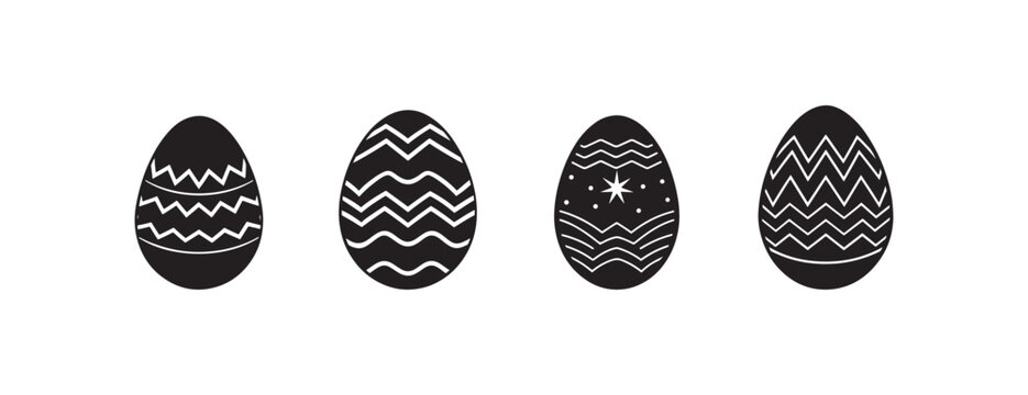 easter eggs with white patterns on white background for easter decoration and celebration