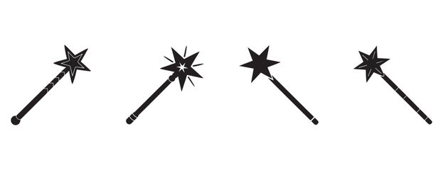 Naklejka premium maces with star shaped heads in different positions isolated on white background for fantasy or medieval designs