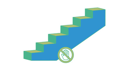 Fototapeta premium Do Not Touch Staircase Warning Icon Illustrating Restricted Access to Architectural Elements for Public Safety Signage