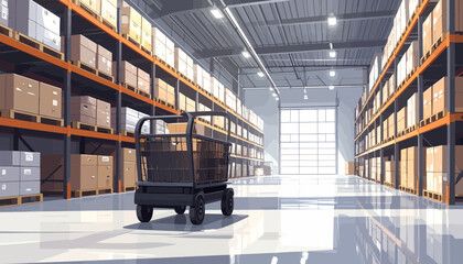 Industrial warehouse cart with boxes. © Ikhsan