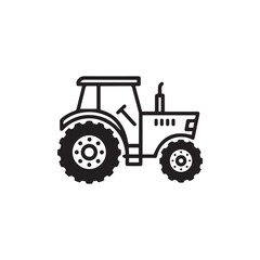 Naklejka premium tractor as a simple single icon logo, line art, vector illustration, isolated on white background 