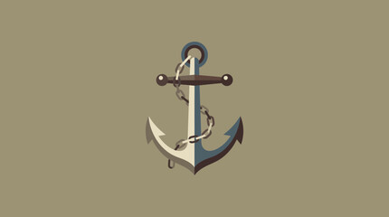 Minimalist Nautical Anchor Illustration with Wrapped Chain © Ahmad Ahh