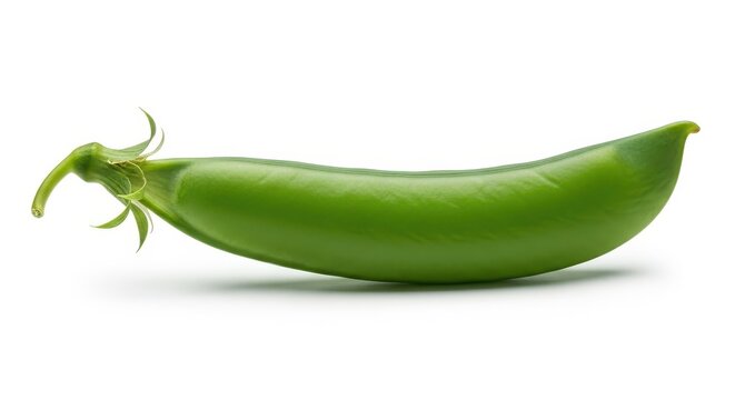 Fresh green pea pod isolated on white background