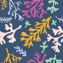 Obraz premium Abstract Seamless Coral Pattern in Yellow, Organic Marine Texture