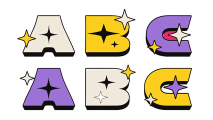 Colorful cartoon alphabet letters A B C with star accents © Alan