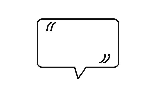 Animated minimalist speech bubble with quotation marks