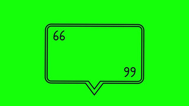 Animated hand drawn speech bubble with quote marks on green screen