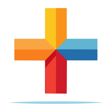 Colorful geometric plus sign icon