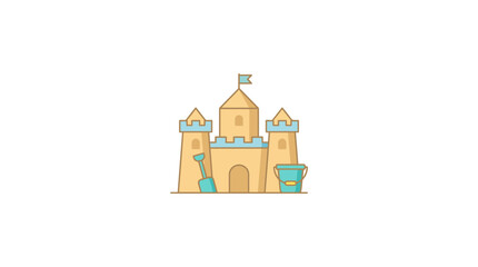 Minimalist Sand Castle Icon with Beach Toys © Naufal Zidan