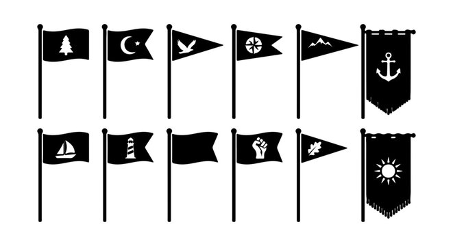 Nautical Flags Set, Maritime Signal Icons, Marine Navigation Symbols, Vector Collection