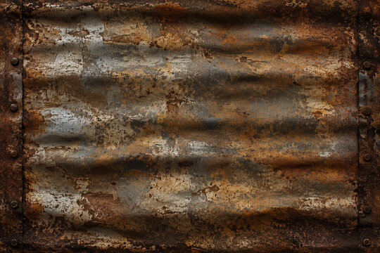 Corrugated Rusted Metal Sheet Heavy Grunge Background
