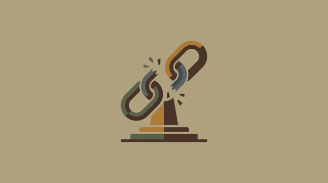 Minimalist Vector Illustration of a Broken Chain Link Representing Freedom and Liberation