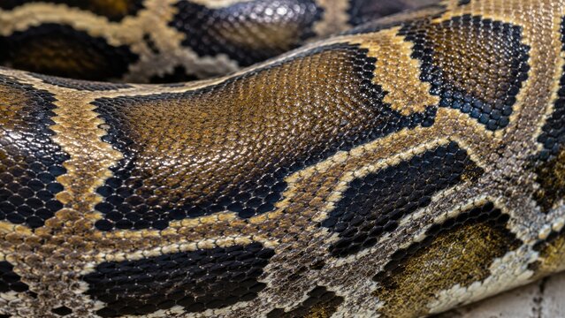 Detailed Close Up Texture of Python Snake Scales with Natural Pattern