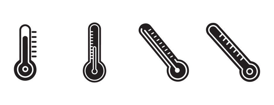  thermometer icons in different orientations on white background for temperature measurement and weather forecast concepts  temperature and weather icons