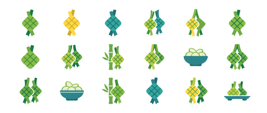 Geometric Plant Icons Repeating Pattern Illustration.