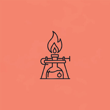 Simple oil lamp with flame burning.