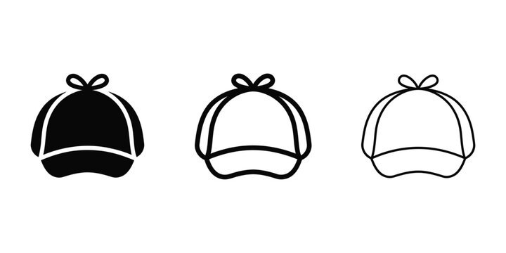 Deerstalker hat icon silhouette vector outline and line art