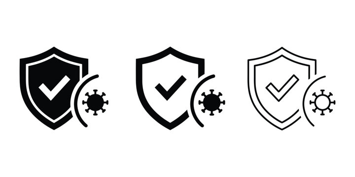 Immune system virus protection icon silhouette vector outline and line art