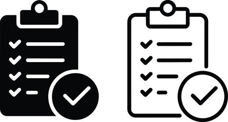 Clipboard checklist icon set with check mark symbol isolated on transparent background © Khaleda